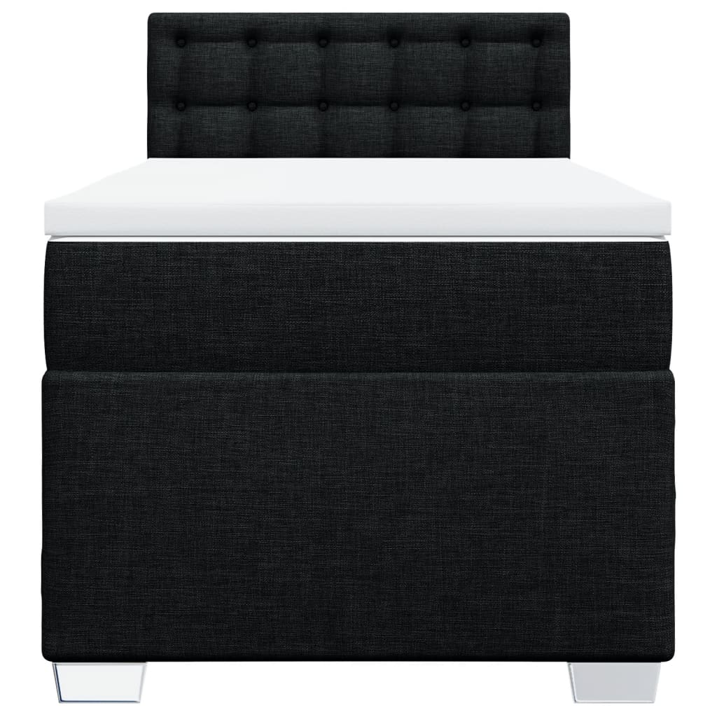 vidaXL Κρεβάτι Boxspring με Στρώμα Μαύρο 90x200 εκ. Υφασμάτινο