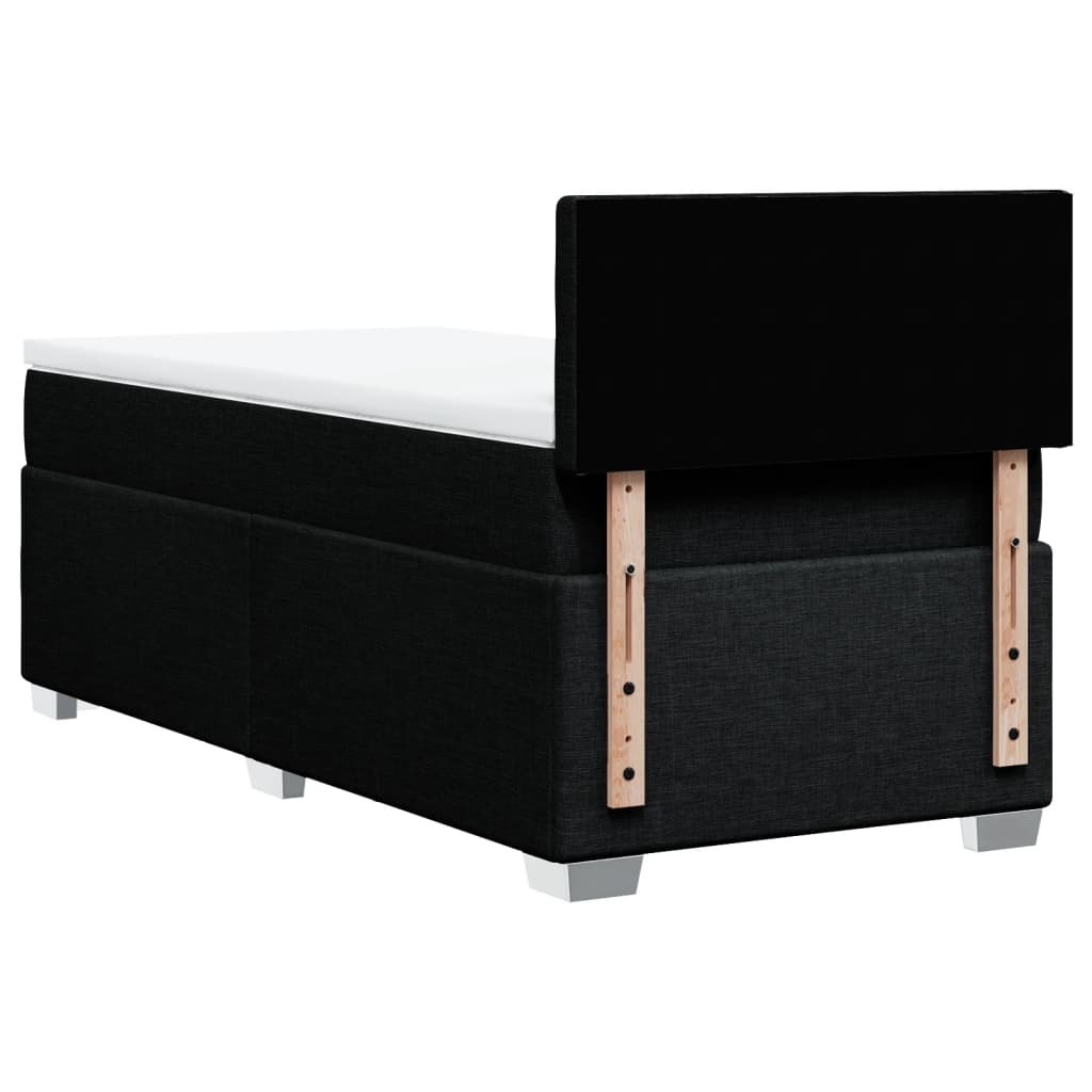 vidaXL Κρεβάτι Boxspring με Στρώμα Μαύρο 90x200 εκ. Υφασμάτινο