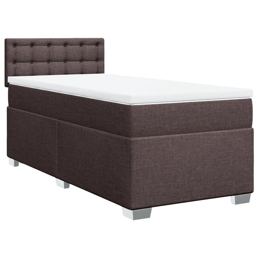 vidaXL Κρεβάτι Boxspring με Στρώμα Σκούρο Καφέ 90x200 εκ. Υφασμάτινο