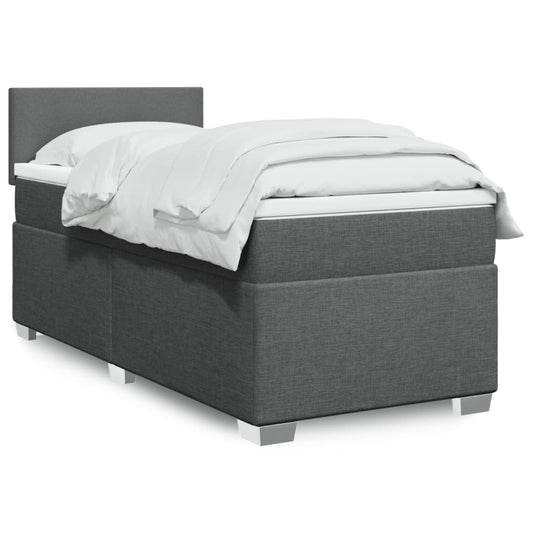 vidaXL Κρεβάτι Boxspring με Στρώμα Σκούρο Γκρι 100x200 εκ. Υφασμάτινο