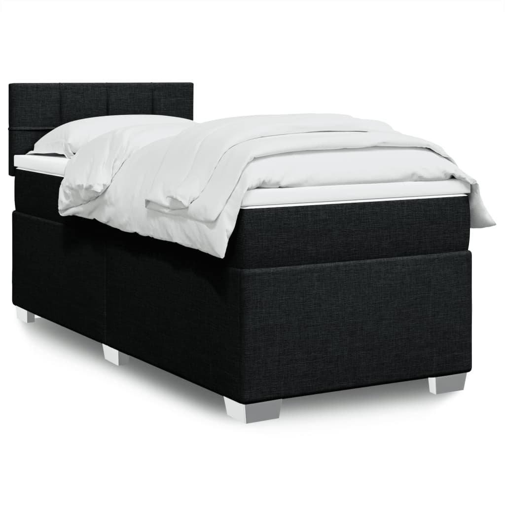 vidaXL Κρεβάτι Boxspring με Στρώμα Μαύρο 100 x 200 εκ. Υφασμάτινο