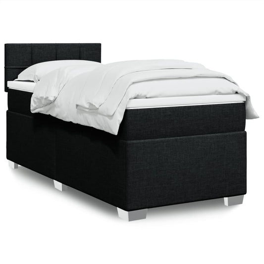 vidaXL Κρεβάτι Boxspring με Στρώμα Μαύρο 100 x 200 εκ. Υφασμάτινο