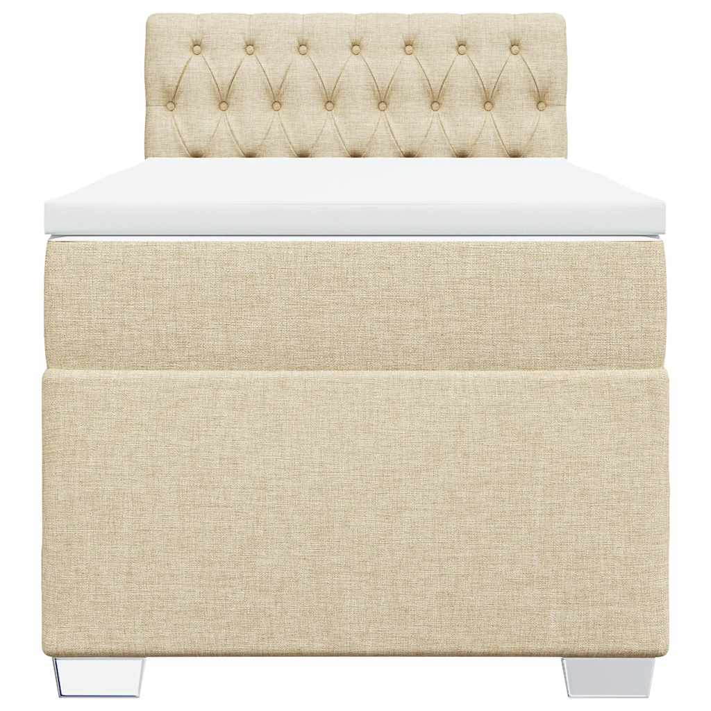 vidaXL Κρεβάτι Boxspring με Στρώμα Κρεμ 100 x 200 εκ. Υφασμάτινο