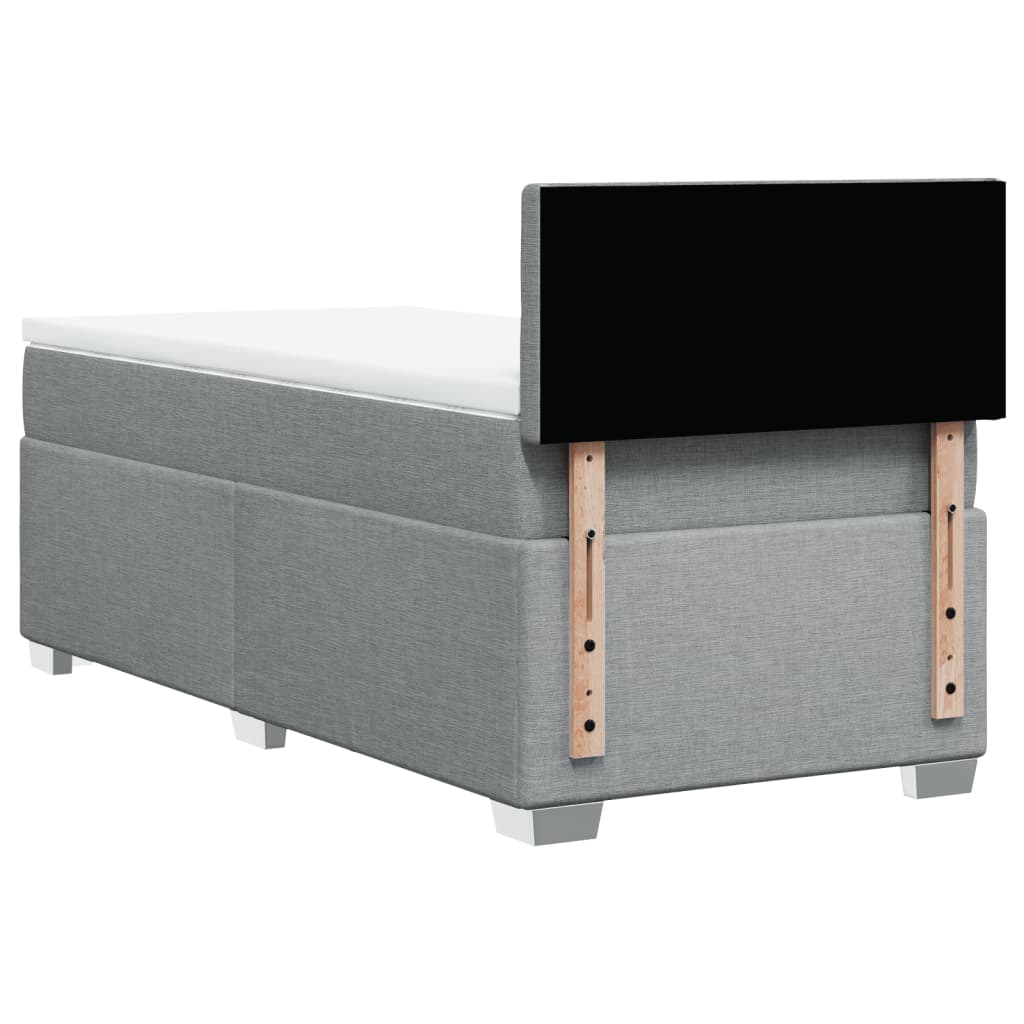 vidaXL Κρεβάτι Boxspring με Στρώμα Ανοιχτό Γκρι 100x200 εκ. Υφασμάτινο