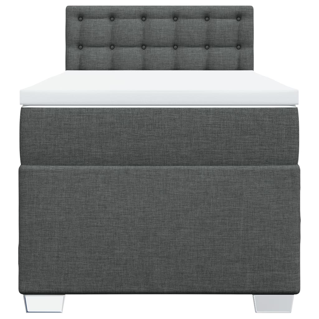 vidaXL Κρεβάτι Boxspring με Στρώμα Σκούρο Γκρι 100x200 εκ. Υφασμάτινο