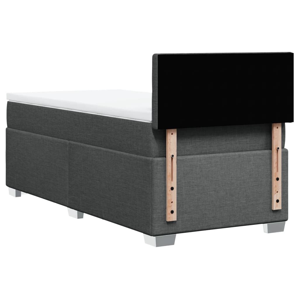 vidaXL Κρεβάτι Boxspring με Στρώμα Σκούρο Γκρι 100x200 εκ. Υφασμάτινο