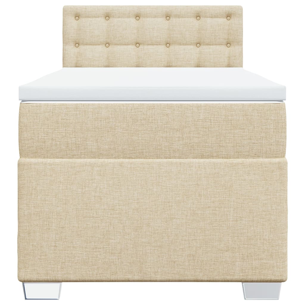 vidaXL Κρεβάτι Boxspring με Στρώμα Κρεμ 100 x 200 εκ. Υφασμάτινο