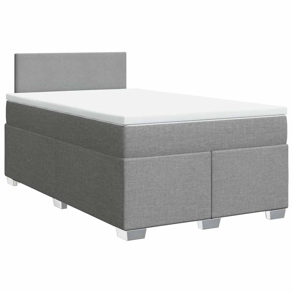 vidaXL Κρεβάτι Boxspring με Στρώμα Ανοιχτό Γκρι 120x190 εκ. Υφασμάτινο