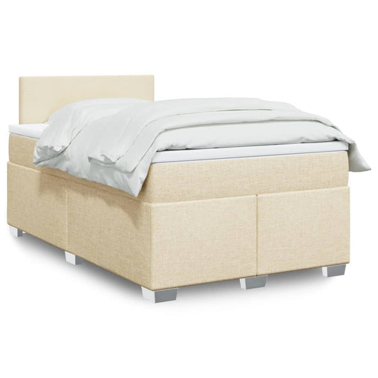 vidaXL Κρεβάτι Boxspring με Στρώμα Κρεμ 120x190 εκ. Υφασμάτινο