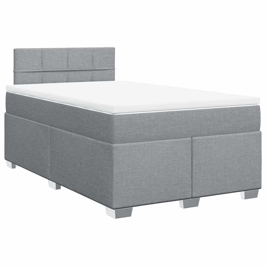 vidaXL Κρεβάτι Boxspring με Στρώμα Ανοιχτό Γκρι 120x190 εκ. Υφασμάτινο