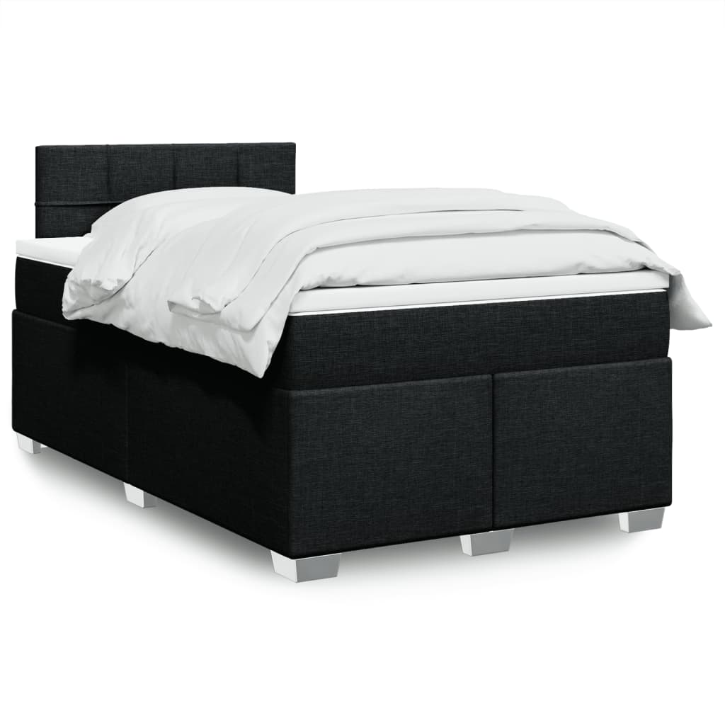 vidaXL Κρεβάτι Boxspring με Στρώμα Μαύρο 120x190 εκ. Υφασμάτινο