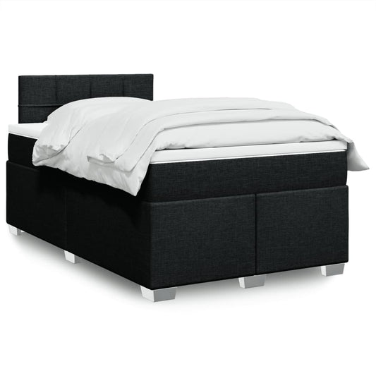 vidaXL Κρεβάτι Boxspring με Στρώμα Μαύρο 120x190 εκ. Υφασμάτινο