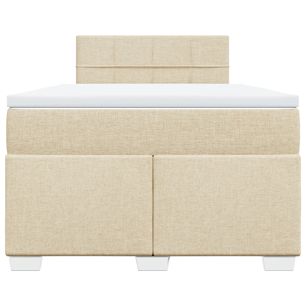 vidaXL Κρεβάτι Boxspring με Στρώμα Κρεμ 120x190 εκ. Υφασμάτινο
