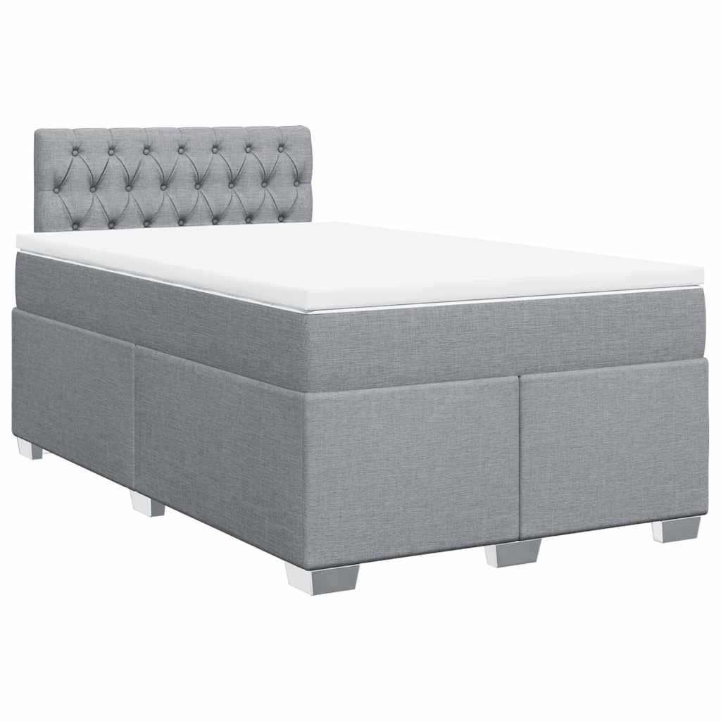 vidaXL Κρεβάτι Boxspring με Στρώμα Ανοιχτό Γκρι 120x190 εκ. Υφασμάτινο