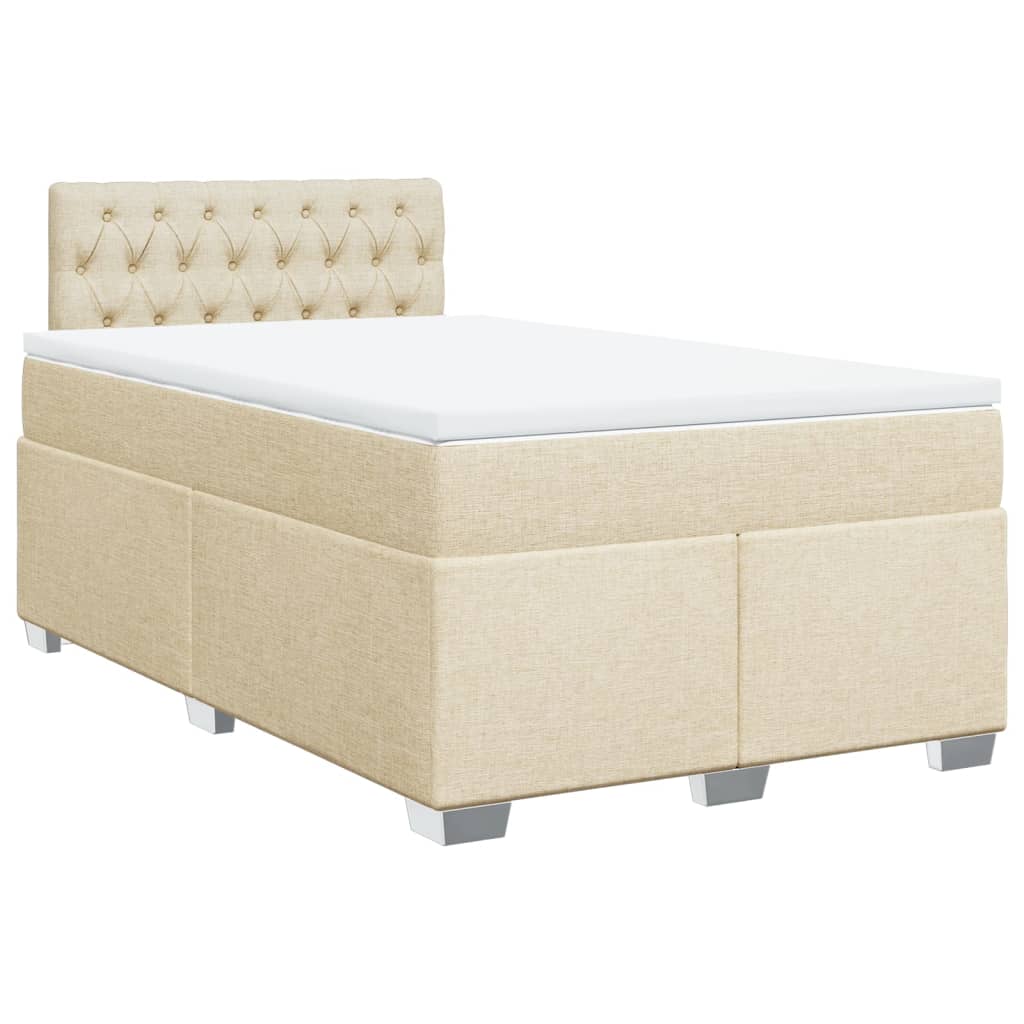 vidaXL Κρεβάτι Boxspring με Στρώμα Κρεμ 120x190 εκ. Υφασμάτινο