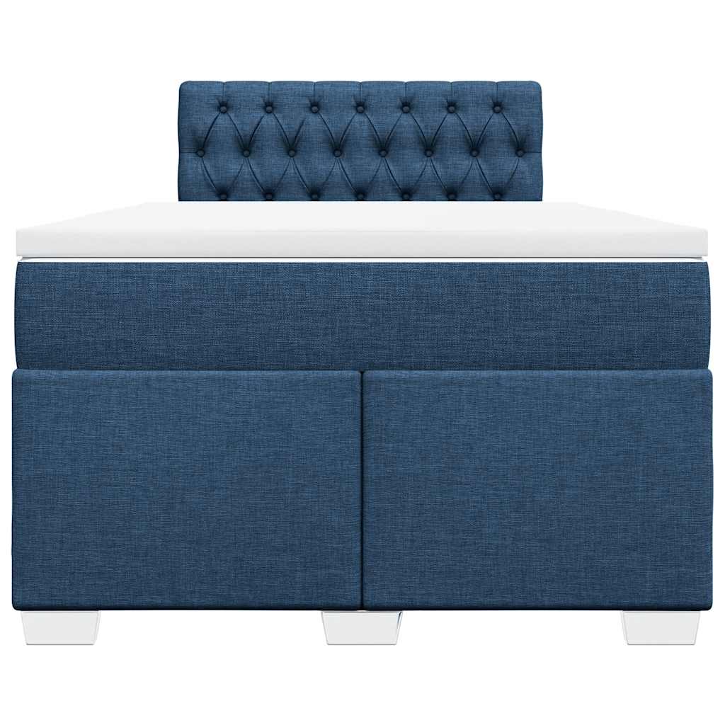 vidaXL Κρεβάτι Boxspring με Στρώμα Μπλε 120x190 εκ. Υφασμάτινο