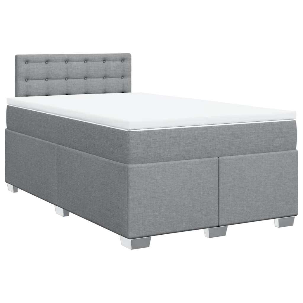 vidaXL Κρεβάτι Boxspring με Στρώμα Ανοιχτό Γκρι 120x190 εκ. Υφασμάτινο