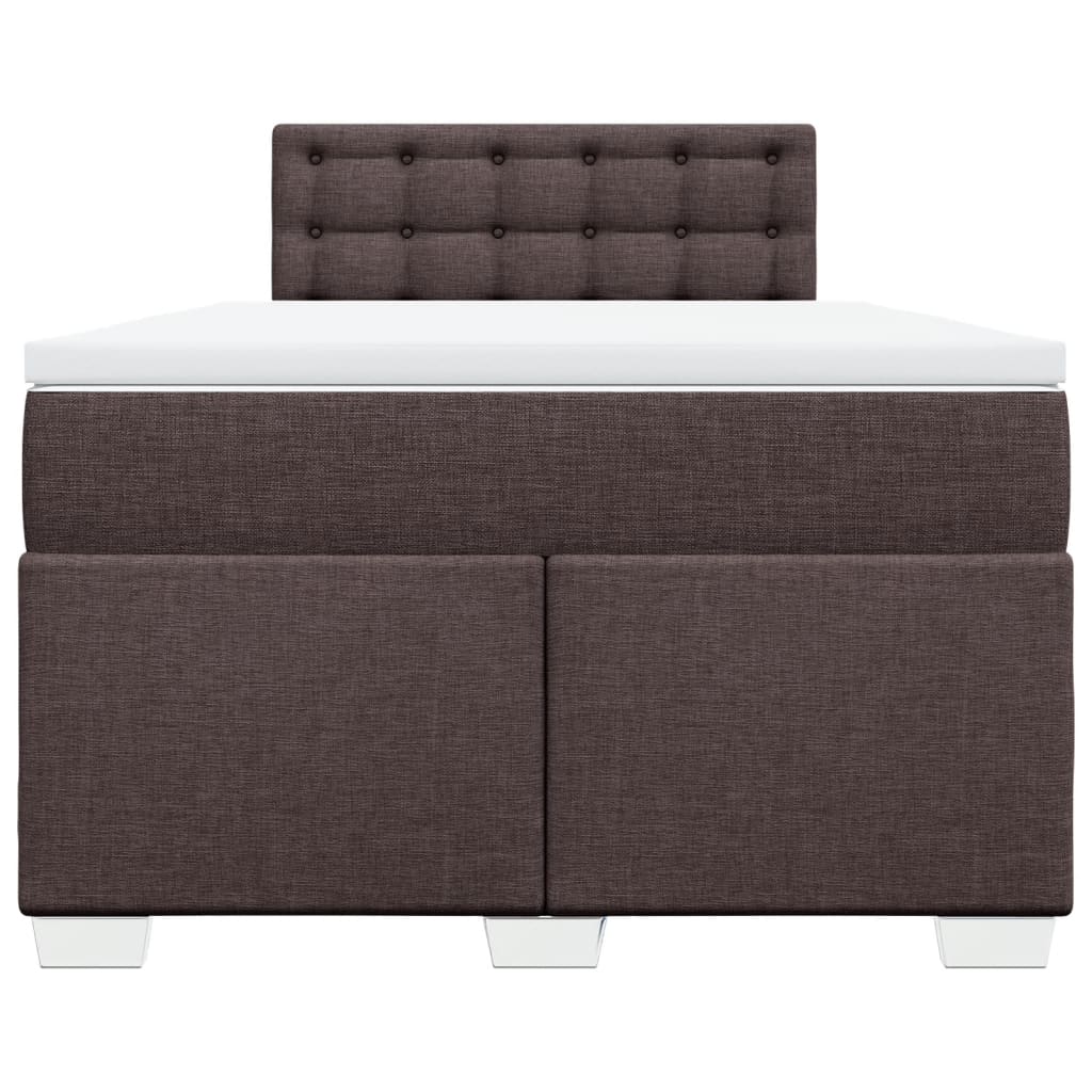 vidaXL Κρεβάτι Boxspring με Στρώμα Σκούρο Καφέ 120x190 εκ Υφασμάτινο