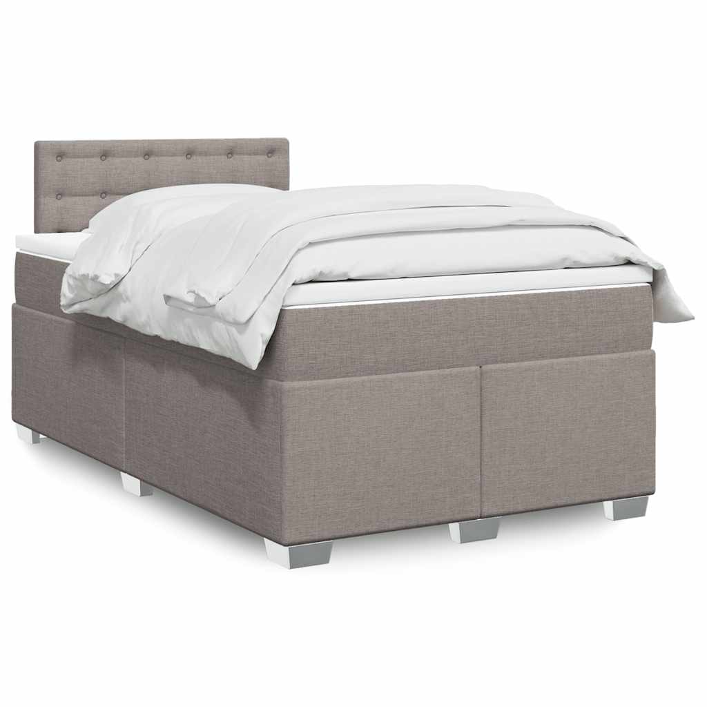vidaXL Κρεβάτι Boxspring με Στρώμα Taupe 120x190 εκ. Υφασμάτινο