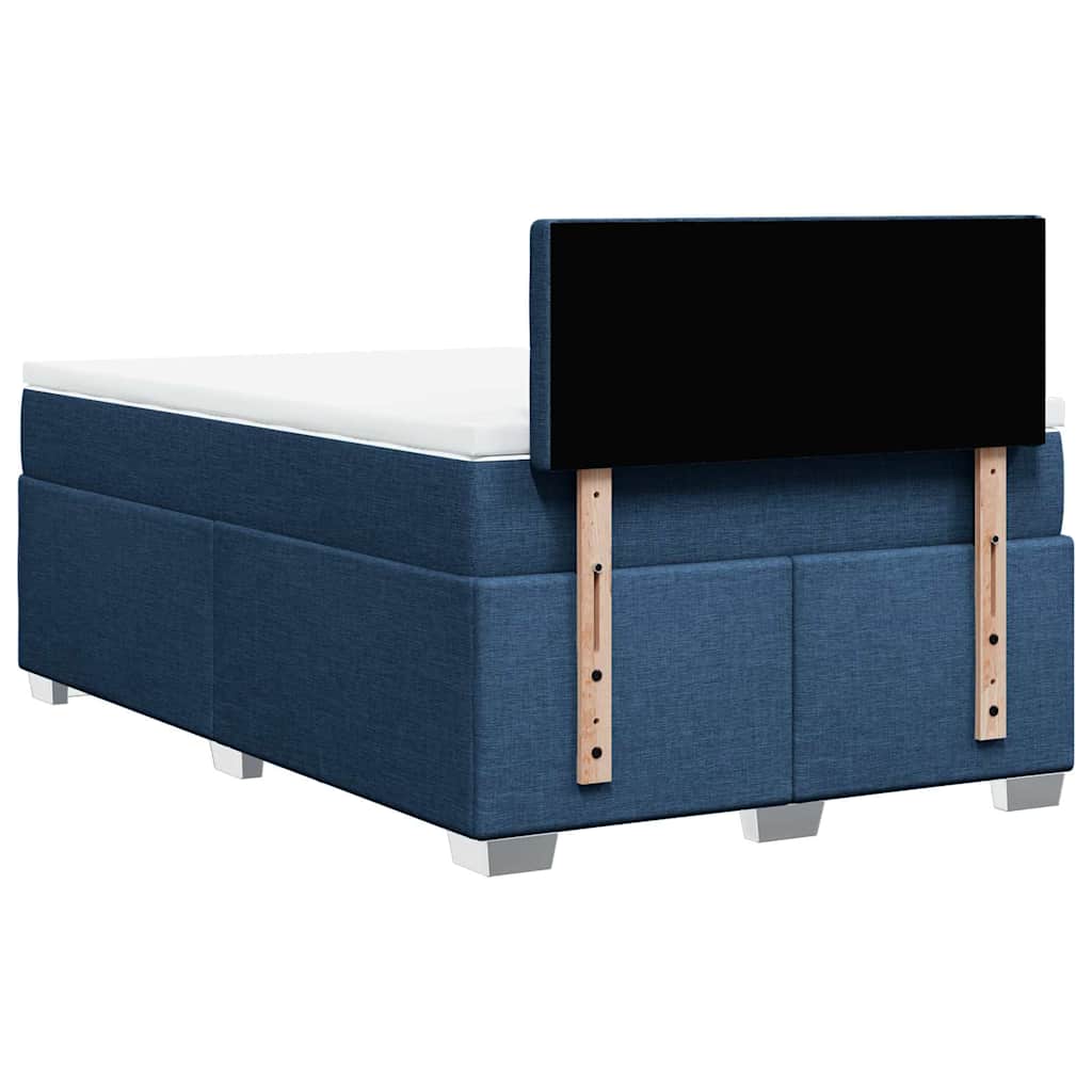 vidaXL Κρεβάτι Boxspring με Στρώμα Μπλε 120x190 εκ. Υφασμάτινο