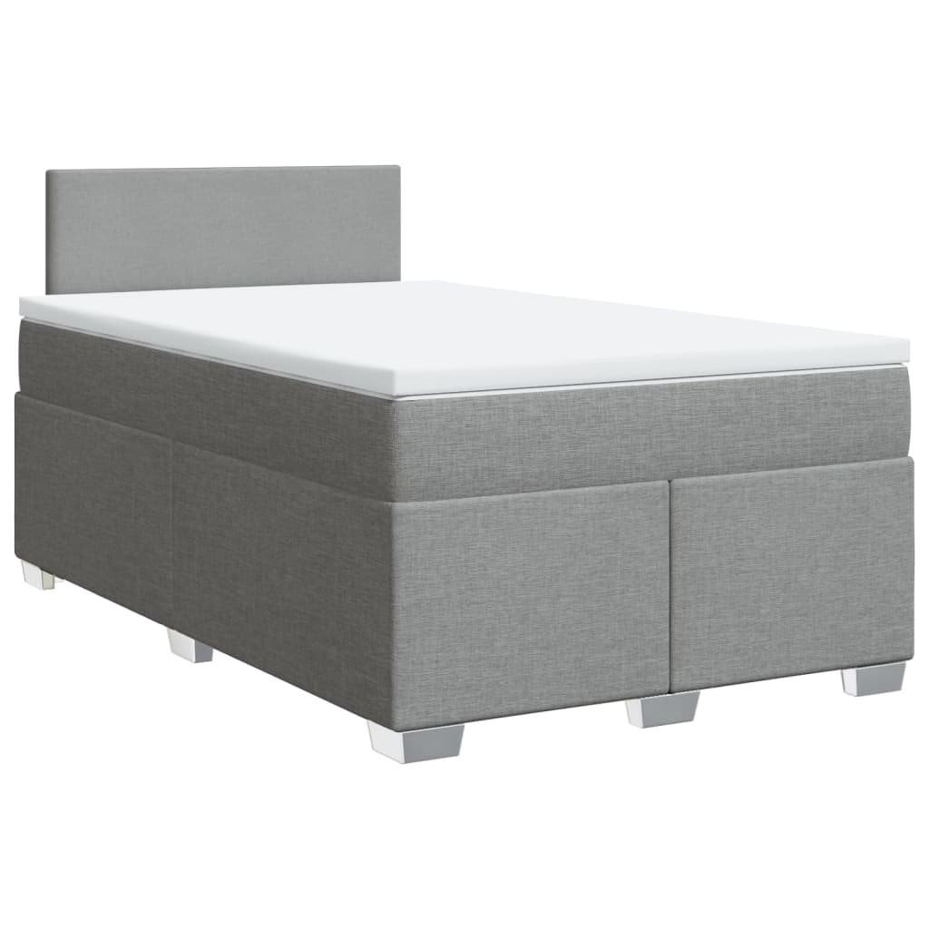 vidaXL Κρεβάτι Boxspring με Στρώμα Ανοιχτό Γκρι 120x200 εκ. Υφασμάτινο