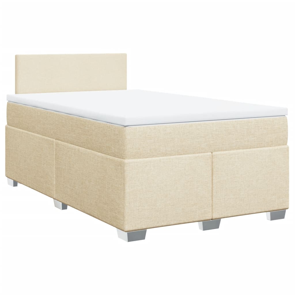 vidaXL Κρεβάτι Boxspring με Στρώμα Κρεμ 120x200 εκ. Υφασμάτινο
