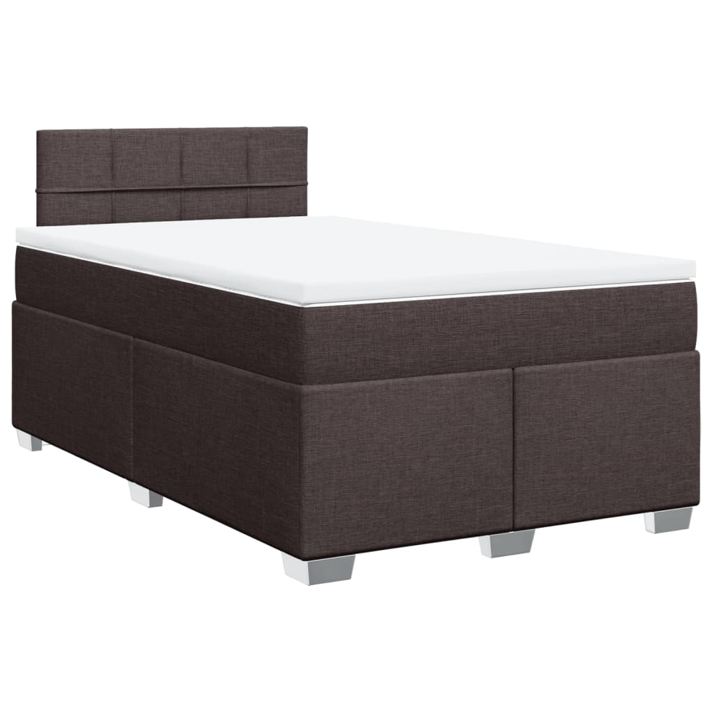 vidaXL Κρεβάτι Boxspring με Στρώμα Σκούρο Καφέ 120x200 εκ. Υφασμάτινο