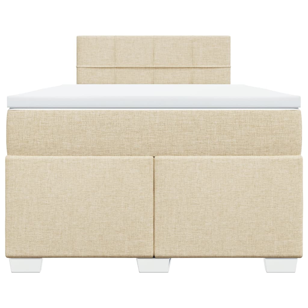 vidaXL Κρεβάτι Boxspring με Στρώμα Κρεμ 120x200 εκ. Υφασμάτινο