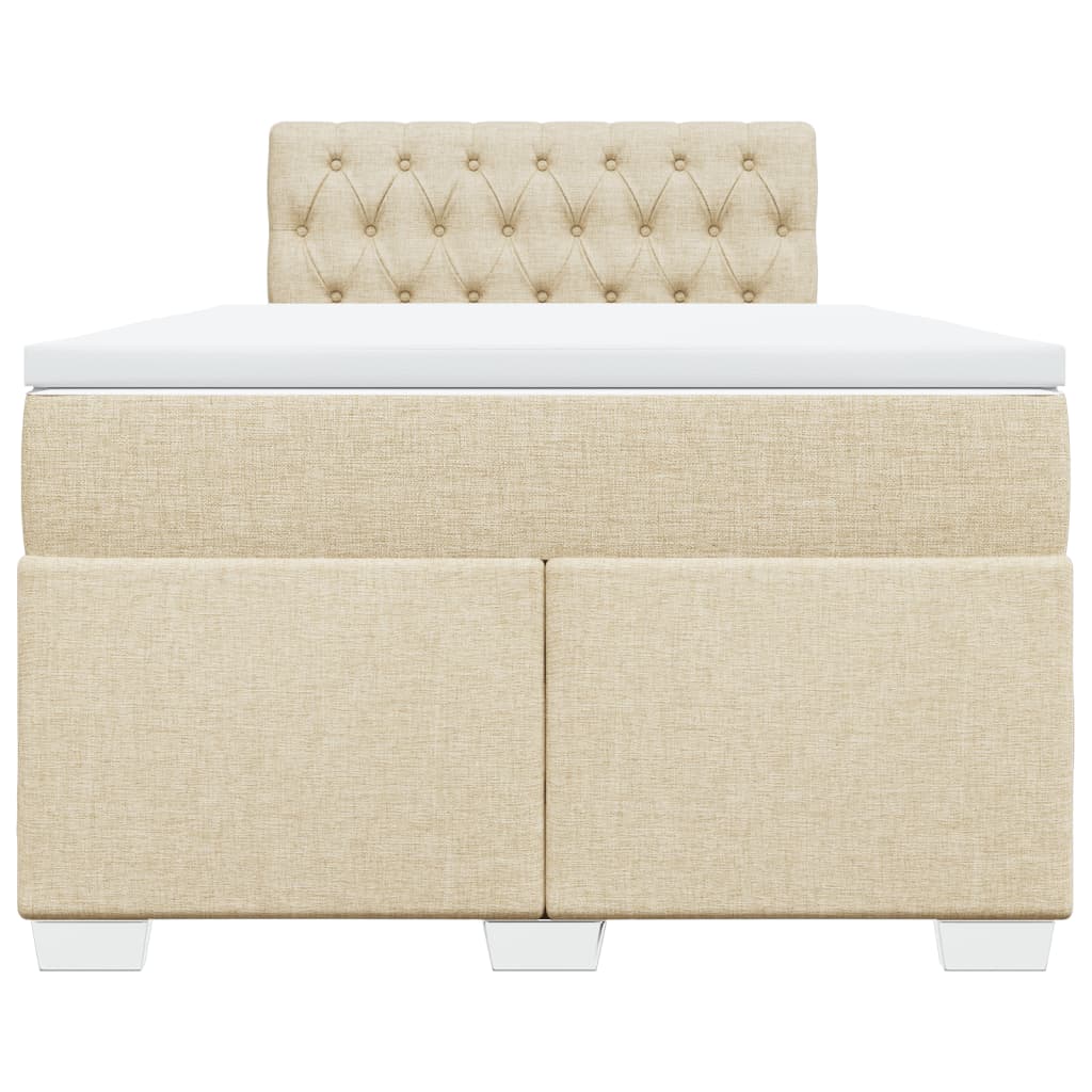 vidaXL Κρεβάτι Boxspring με Στρώμα Κρεμ 120x200 εκ. Υφασμάτινο