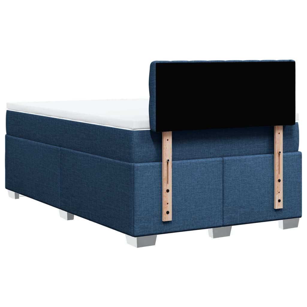 vidaXL Κρεβάτι Boxspring με Στρώμα Μπλε 120x200 εκ. Υφασμάτινο