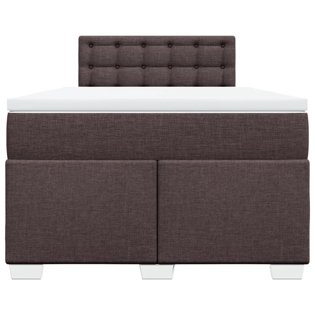 vidaXL Κρεβάτι Boxspring με Στρώμα Σκούρο Καφέ 120x200 εκ. Υφασμάτινο