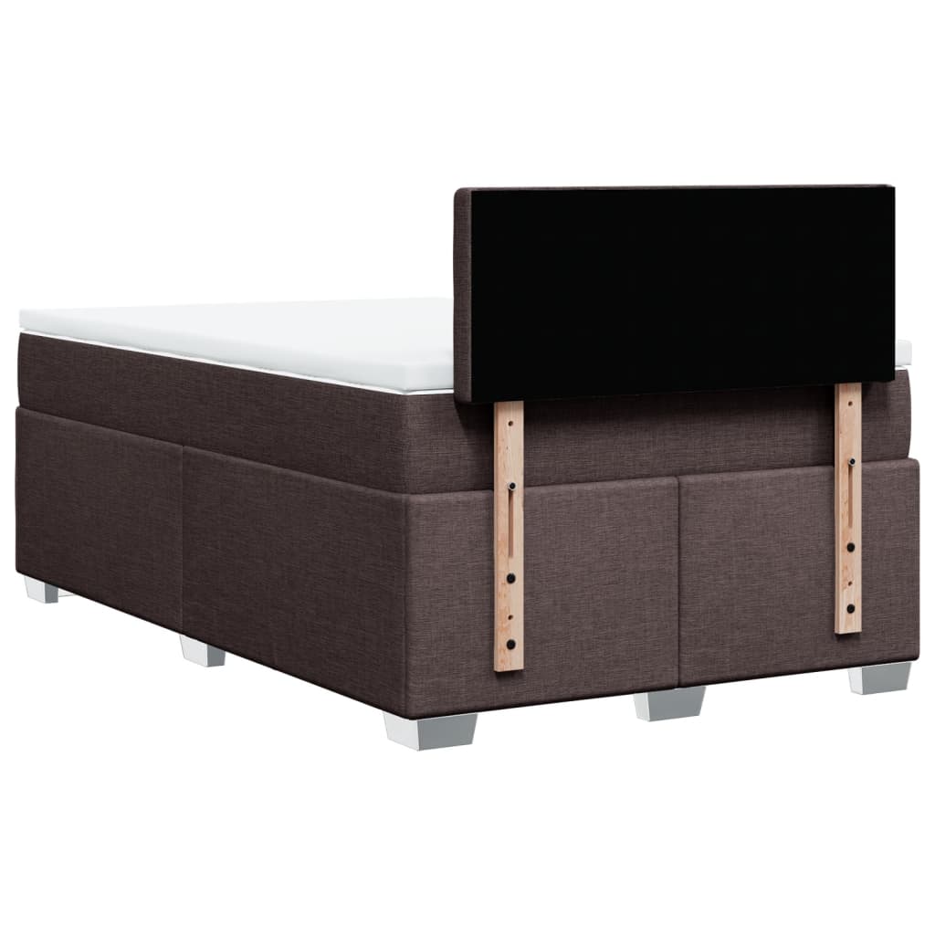 vidaXL Κρεβάτι Boxspring με Στρώμα Σκούρο Καφέ 120x200 εκ. Υφασμάτινο