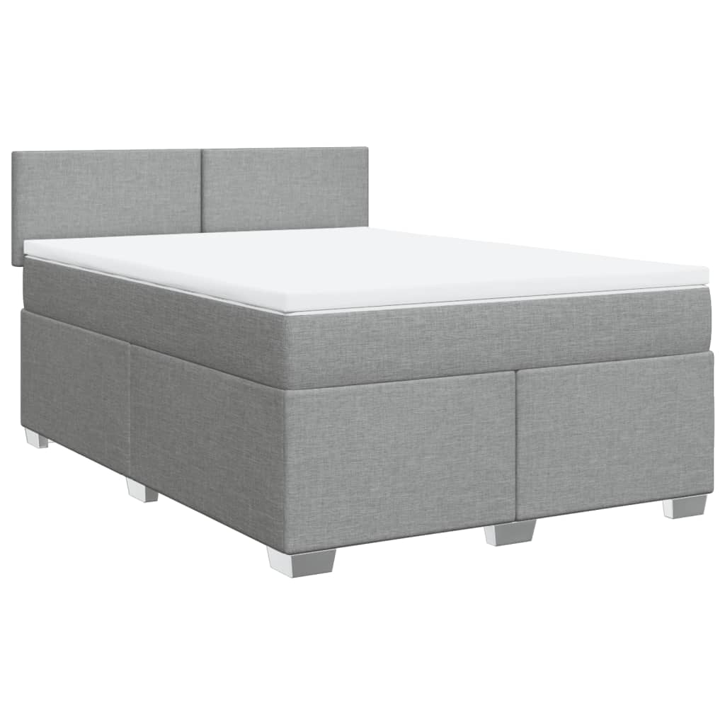 vidaXL Κρεβάτι Boxspring με Στρώμα Ανοιχτό Γκρι 140x190 εκ. Υφασμάτινο