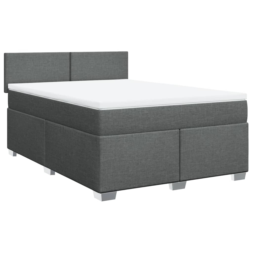 vidaXL Κρεβάτι Boxspring με Στρώμα Σκούρο Γκρι 140x190 εκ. Υφασμάτινο