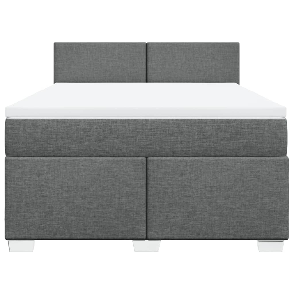 vidaXL Κρεβάτι Boxspring με Στρώμα Σκούρο Γκρι 140x190 εκ. Υφασμάτινο