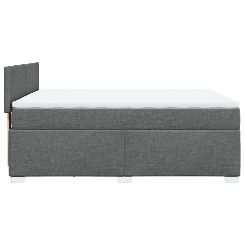 vidaXL Κρεβάτι Boxspring με Στρώμα Σκούρο Γκρι 140x190 εκ. Υφασμάτινο