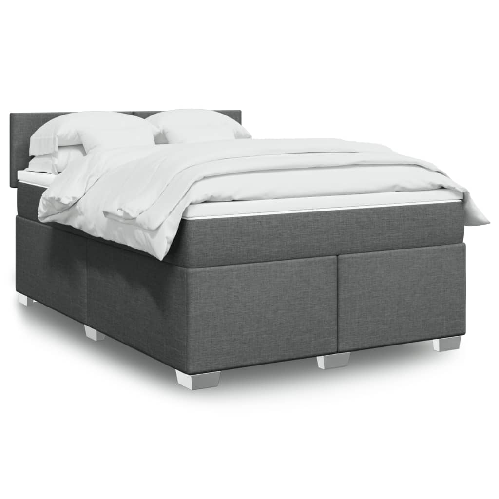 vidaXL Κρεβάτι Boxspring με Στρώμα Σκούρο Γκρι 140x190 εκ. Υφασμάτινο