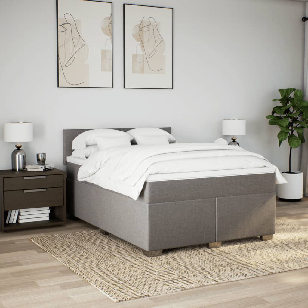 vidaXL Κρεβάτι Boxspring με Στρώμα Taupe 140x190 εκ. Υφασμάτινο
