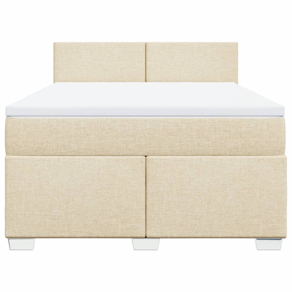 vidaXL Κρεβάτι Boxspring με Στρώμα Κρεμ 140x190 εκ. Υφασμάτινο
