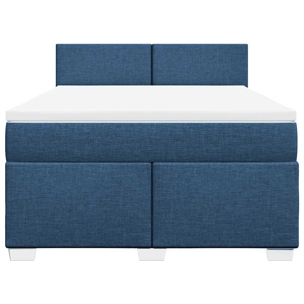 vidaXL Κρεβάτι Boxspring με Στρώμα Μπλε 140x190 εκ. Υφασμάτινο