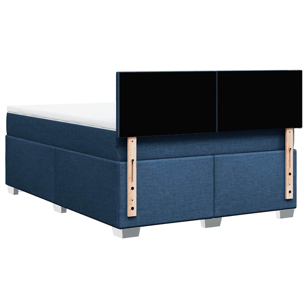 vidaXL Κρεβάτι Boxspring με Στρώμα Μπλε 140x190 εκ. Υφασμάτινο