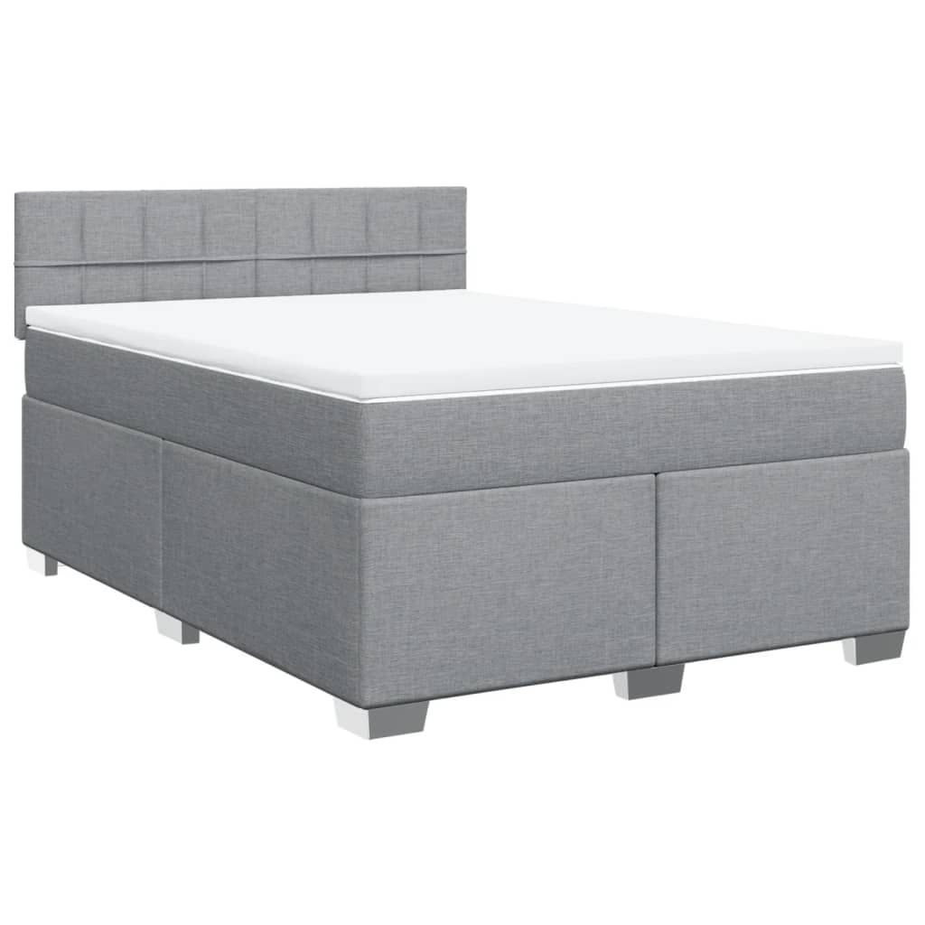 vidaXL Κρεβάτι Boxspring με Στρώμα Ανοιχτό Γκρι 140x190 εκ. Υφασμάτινο