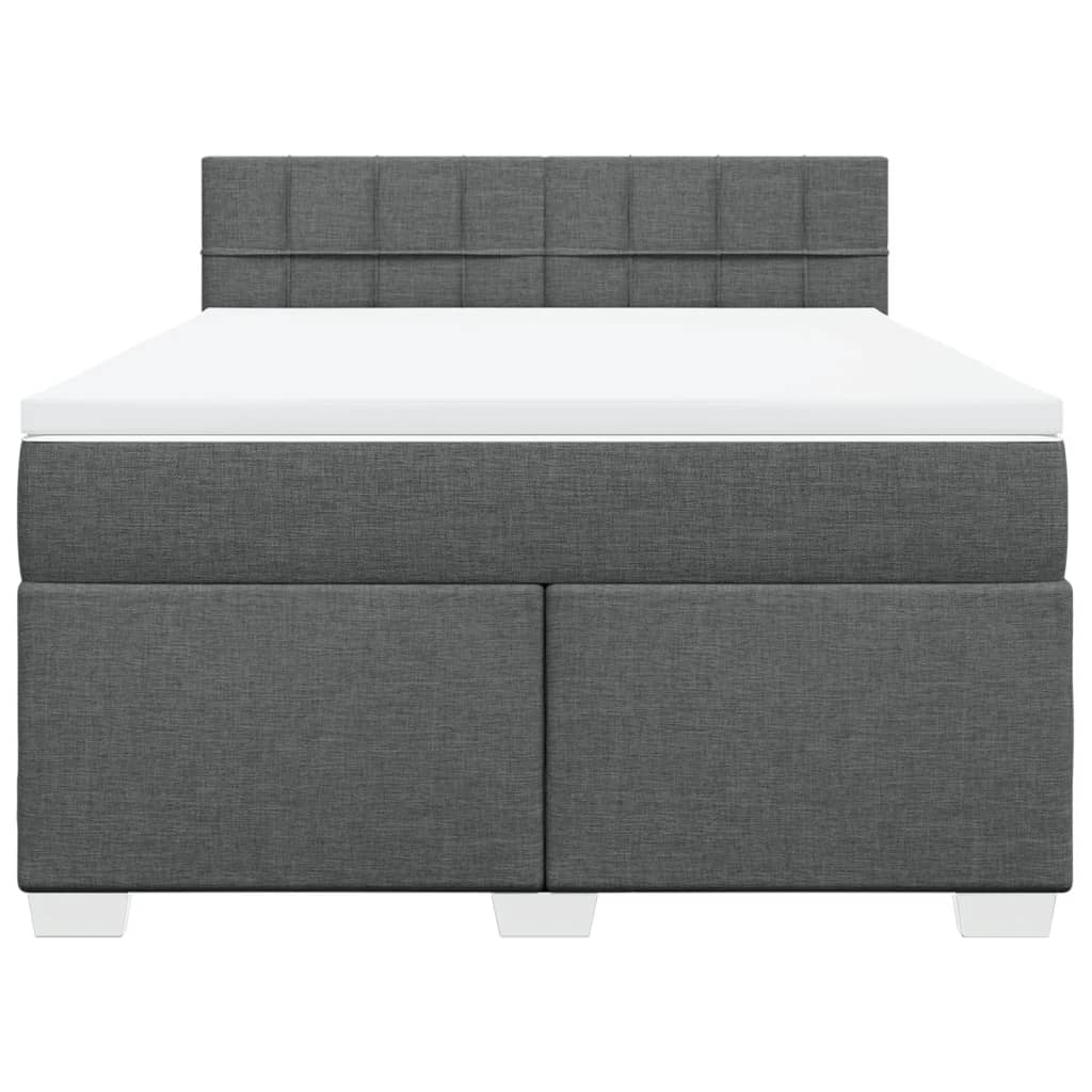 vidaXL Κρεβάτι Boxspring με Στρώμα Σκούρο Γκρι 140x190 εκ. Υφασμάτινο