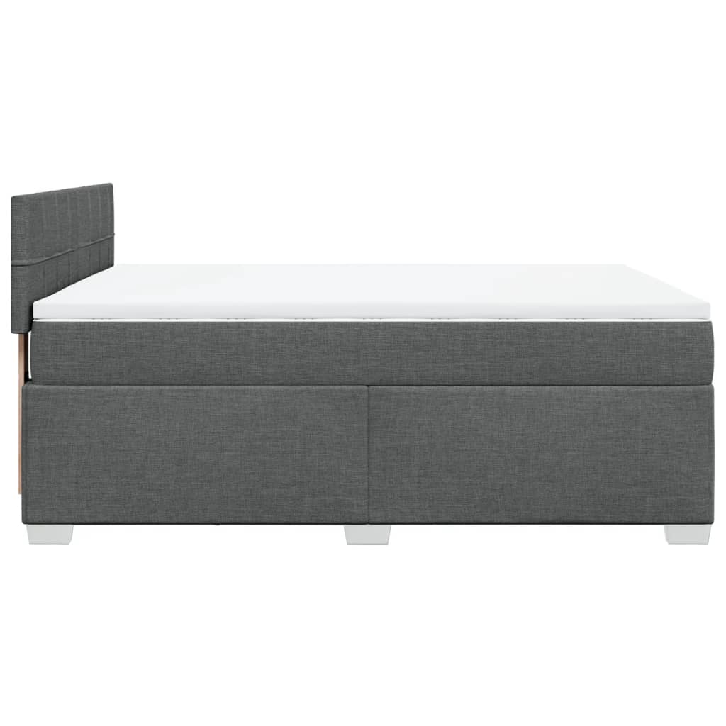vidaXL Κρεβάτι Boxspring με Στρώμα Σκούρο Γκρι 140x190 εκ. Υφασμάτινο