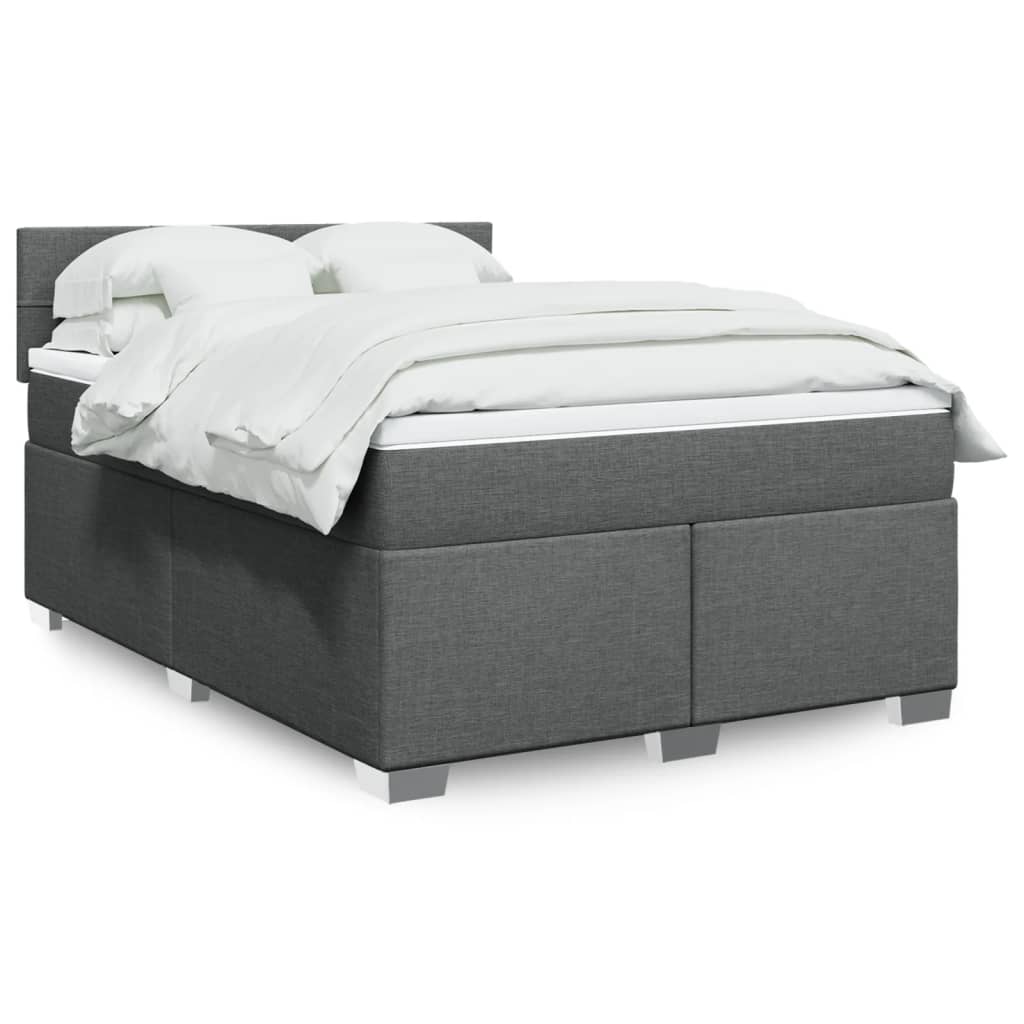 vidaXL Κρεβάτι Boxspring με Στρώμα Σκούρο Γκρι 140x190 εκ. Υφασμάτινο