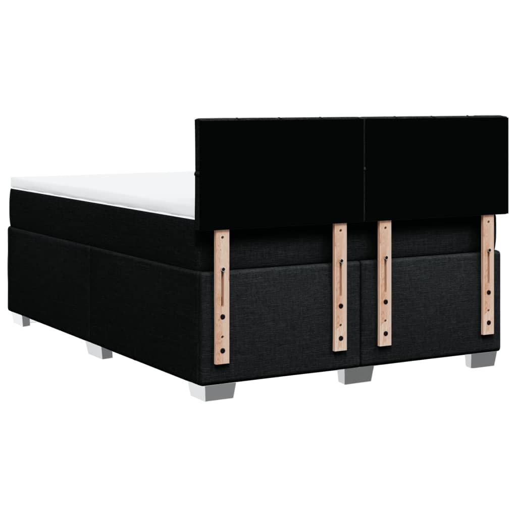 vidaXL Κρεβάτι Boxspring με Στρώμα Μαύρο 140x190 εκ. Υφασμάτινο