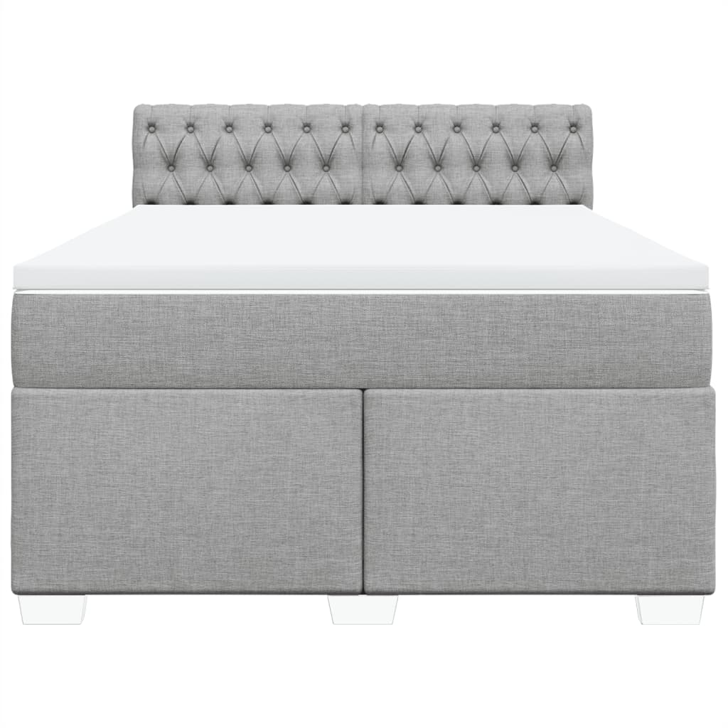 vidaXL Κρεβάτι Boxspring με Στρώμα Ανοιχτό Γκρι 140x190 εκ. Υφασμάτινο
