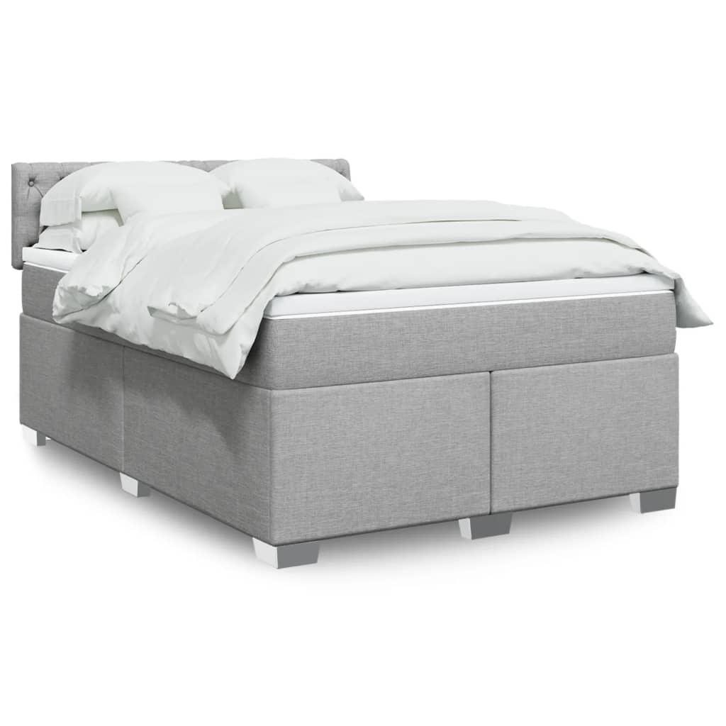 vidaXL Κρεβάτι Boxspring με Στρώμα Ανοιχτό Γκρι 140x190 εκ. Υφασμάτινο