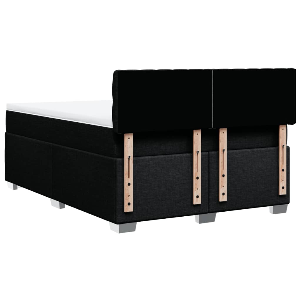 vidaXL Κρεβάτι Boxspring με Στρώμα Μαύρο 140x190 εκ. Υφασμάτινο