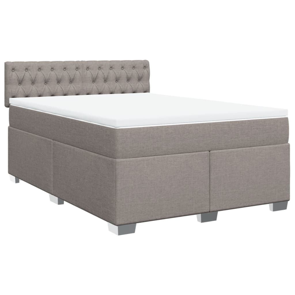 vidaXL Κρεβάτι Boxspring με Στρώμα Taupe 140x190 εκ. Υφασμάτινο